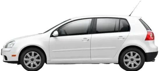 Weißes Auto im Profil nach links schauend